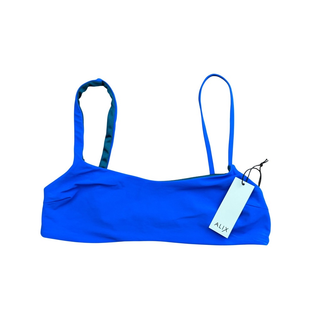 ALIX NYC Bikini Top‎ Blue Teal Scoop Neck Bralette Size L NWT Beach Resortwear